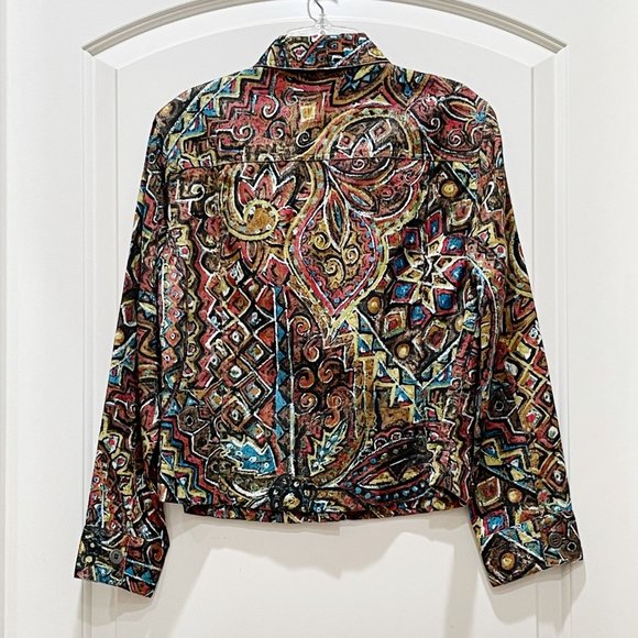 New Chico's 0 Small Fall Colors Artsy Button Jacket Top Unique Never Worn! - Picture 5 of 9